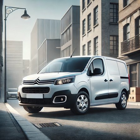 Citroën Berlingo Bestelauto - Bestelautoverzekering Vergelijken Citroën Berlingo bestelauto geparkeerd in een zakelijke, stedelijke omgeving, symbool voor een bedrijfsvoertuig dat verzekerd kan worden voor dagelijks gebruik.